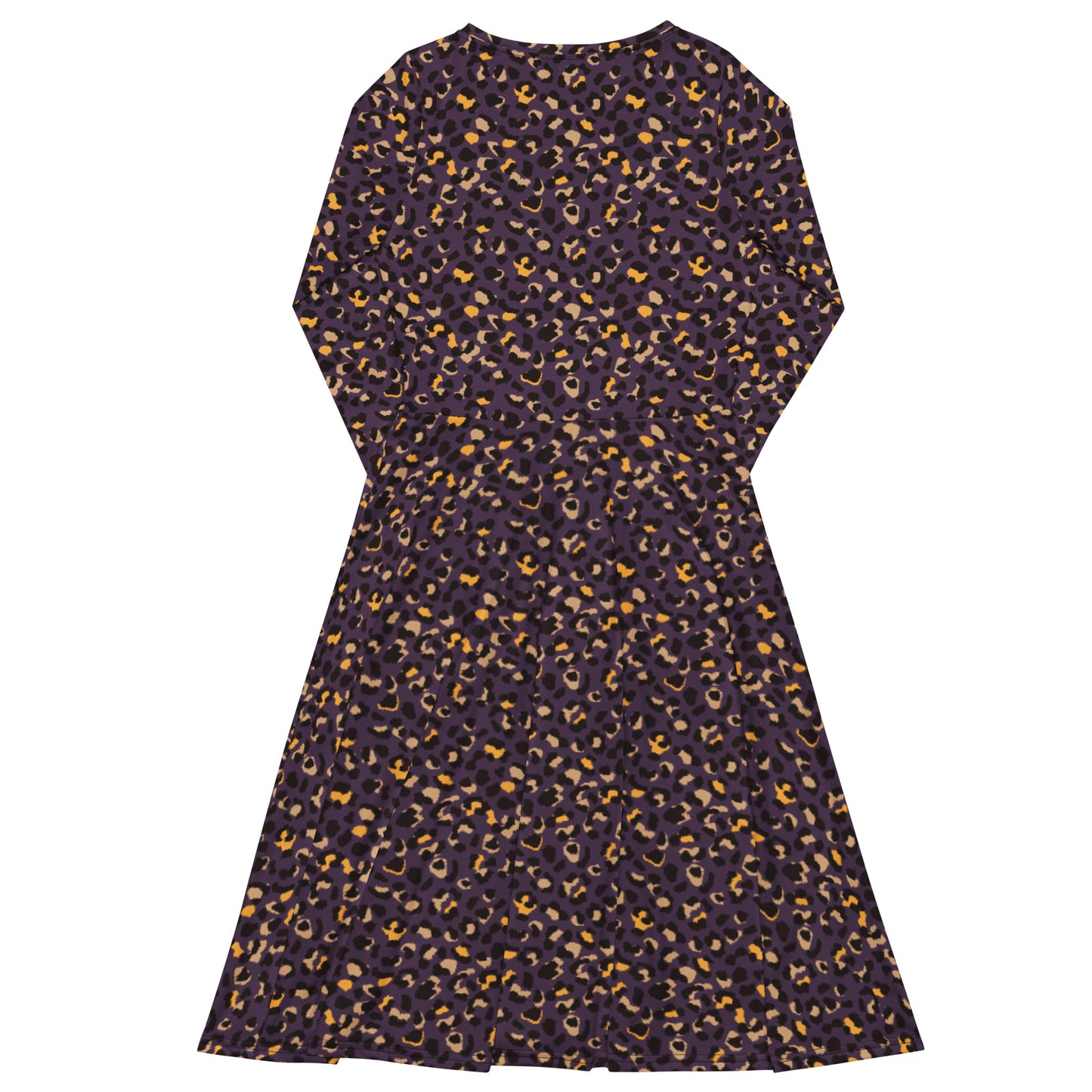 Vestido midi con manga larga Violet Leopard