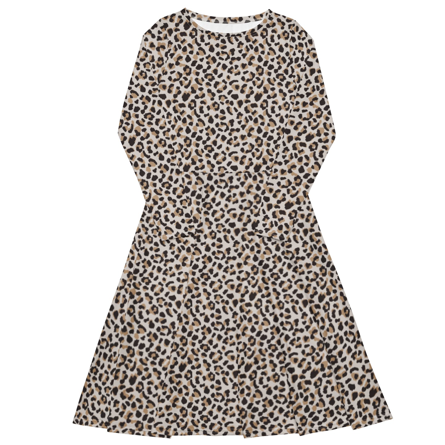 Vestido midi con manga larga Classic Leopard