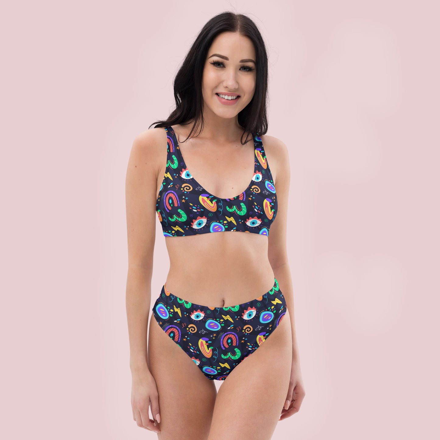 Bikini reciclado talle alto Groovy Abstract