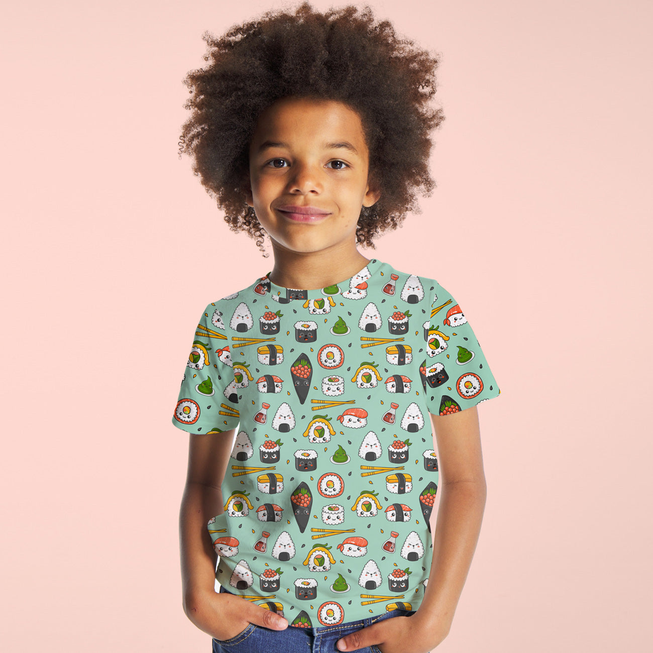 Camiseta manga corta niño Sushi Kawaii