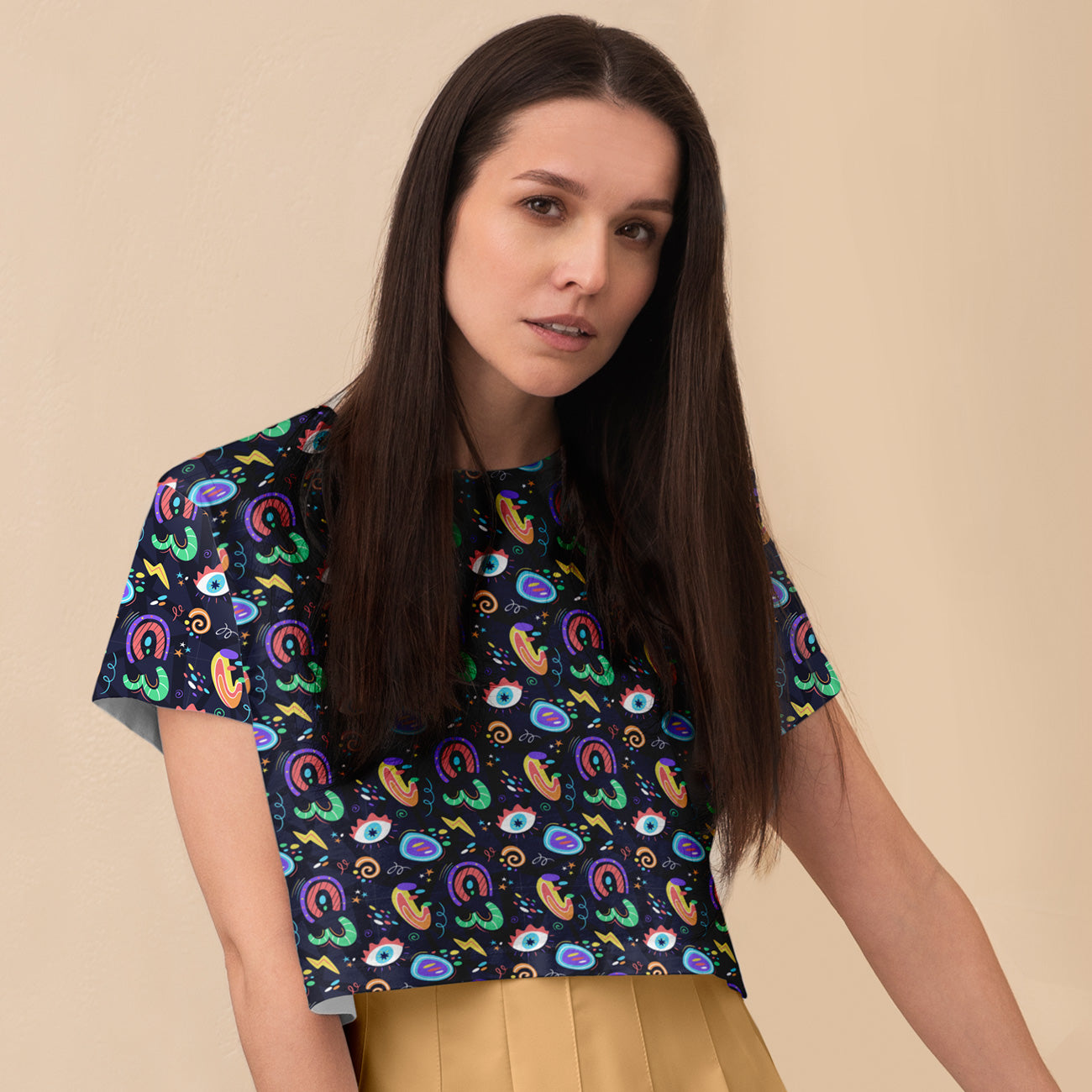 Camiseta corta all over Groovy Abstract
