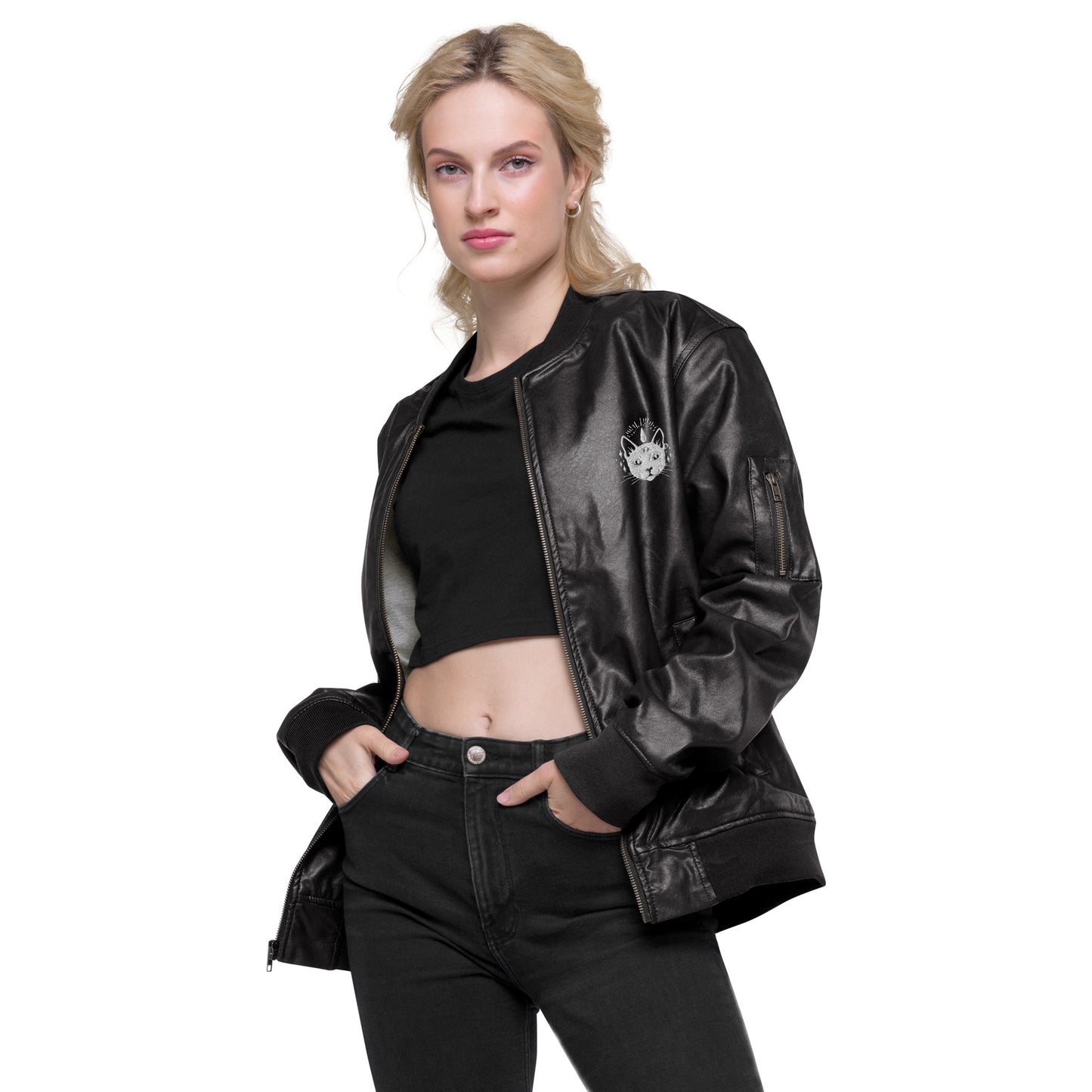 Chaqueta bomber mujer piel vegana Mystic Cat