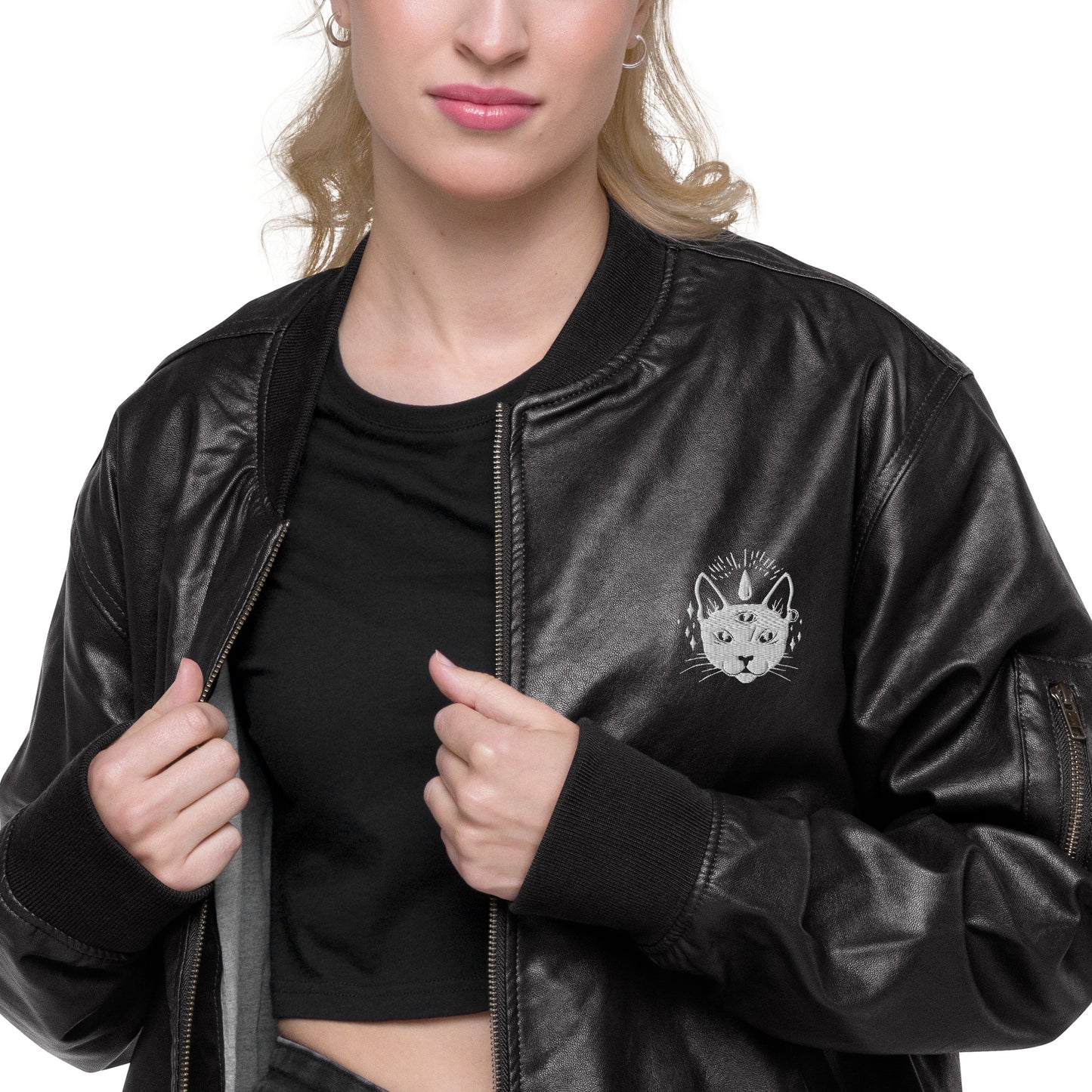 Chaqueta bomber mujer piel vegana Mystic Cat
