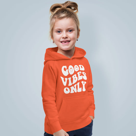 Sudadera naranja con capucha eco niña Good Vibes Only