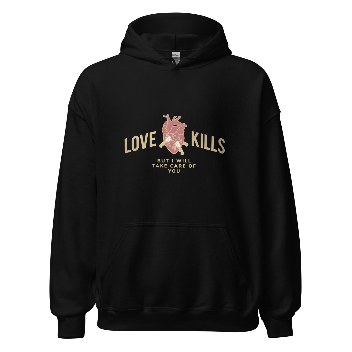 Sudadera negra con capucha Love Kills