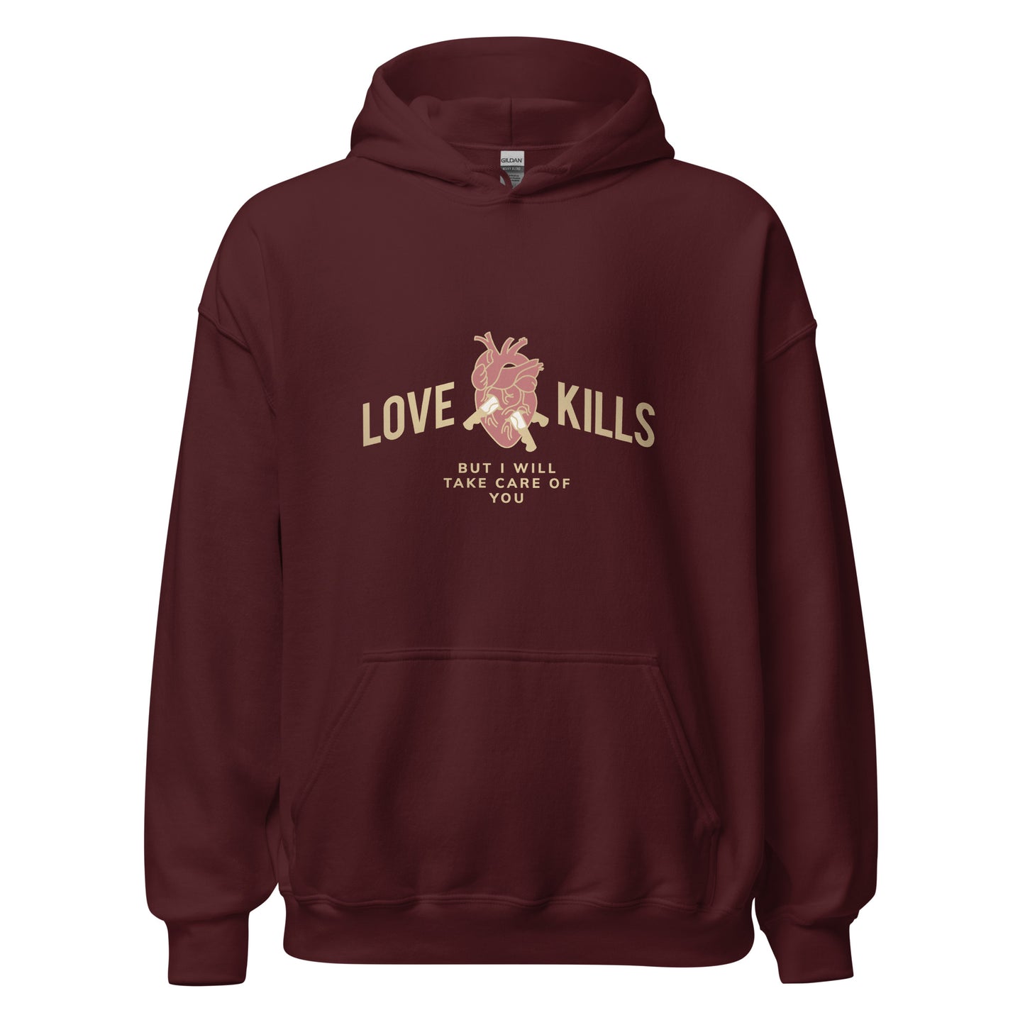 Sudadera negra con capucha Love Kills
